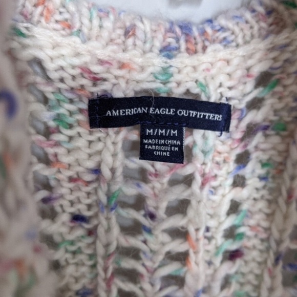 AEO Open Knit Keyhole Confetti Sweater Sz M - Picture 4 of 6
